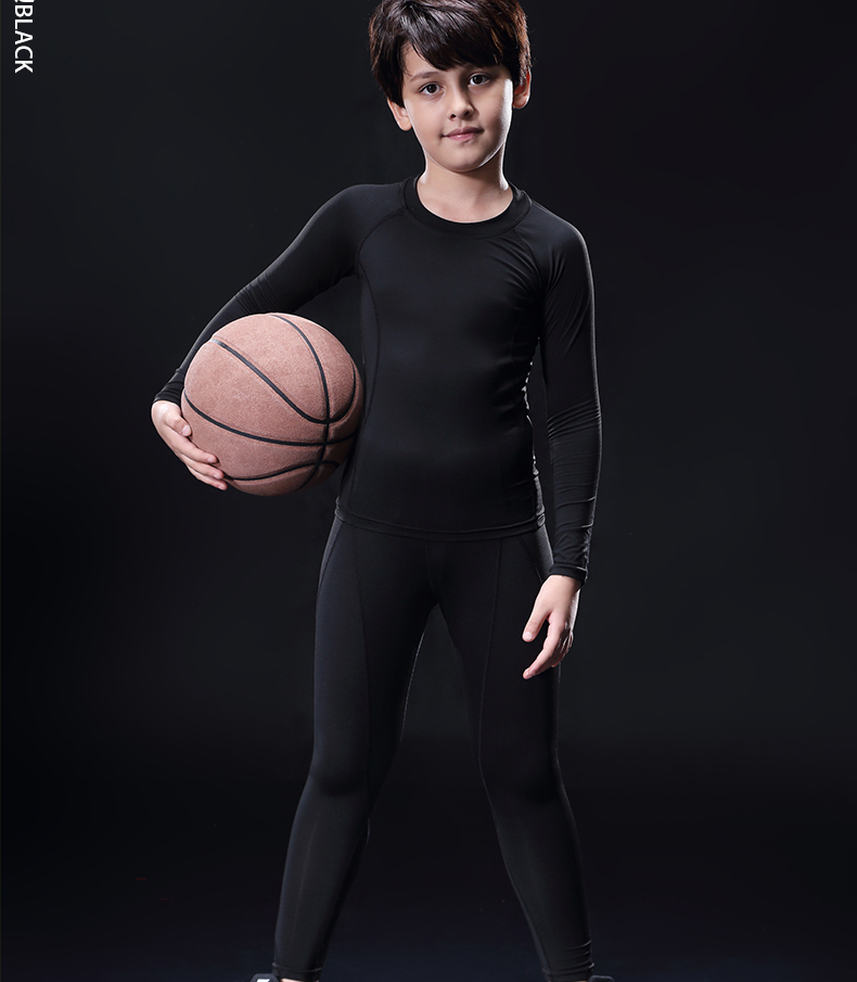 正豹紧身衣冬季篮球服套装男两件套速干加绒紧身裤训练服加绒健身服