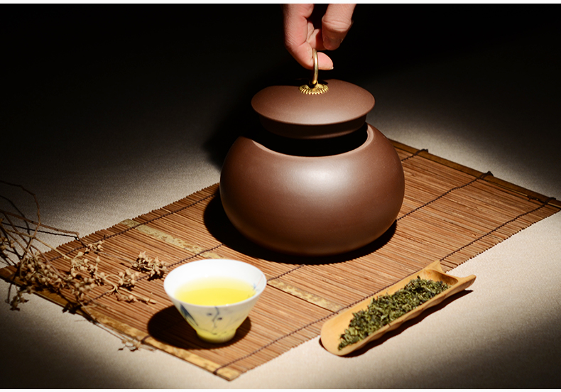 
                                        晨茗 宜兴紫砂茶叶罐普洱醒茶罐原矿紫泥散茶罐密封大号西施罐                