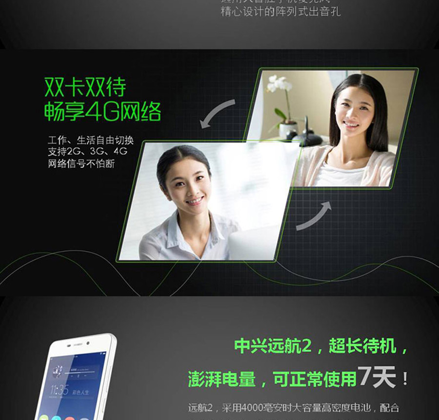 中兴 ZTE Q519T 移动4G手机 白色 标配版