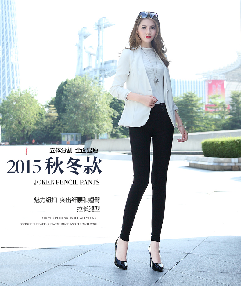 丹雷斯 外穿打底裤子女秋冬修身显瘦铅笔裤子弹力小脚裤紧身新款秋打底裤子女 黑色加绒款 27码/M