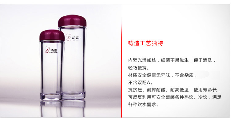 
                                                                                希诺（HEENOOR）塑料杯带盖创意便携水杯可爱学生户外运动透明杯子 黑色 330ML                