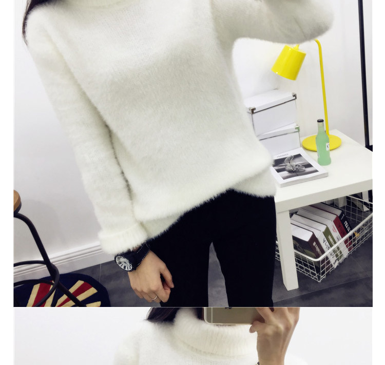 安陌ANMO 2015新款套头毛衣针织衫秋冬女装上衣冬季厚外套秋装学生6191 6250白色 均码