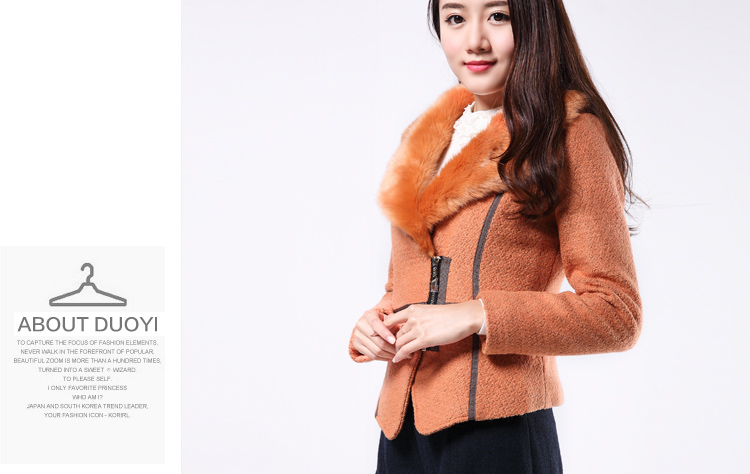 duoyi朵以2014冬装专柜款复古优雅粗花羊毛呢面料短外套29DD41238 咖啡色 M