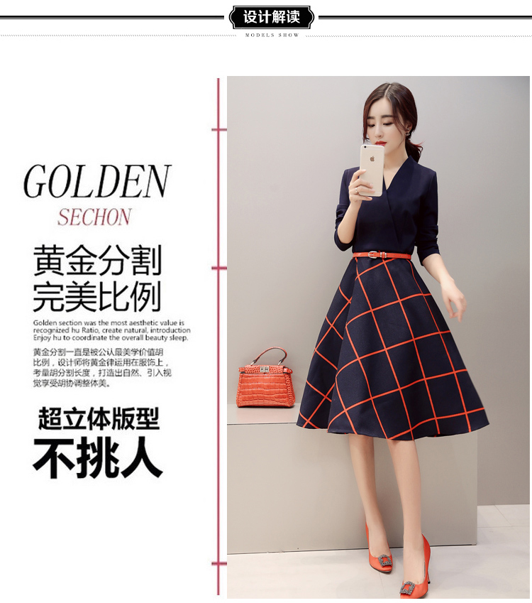 婼黛芬2016新款女装显瘦连衣裙秋冬长袖0326 大红色 L