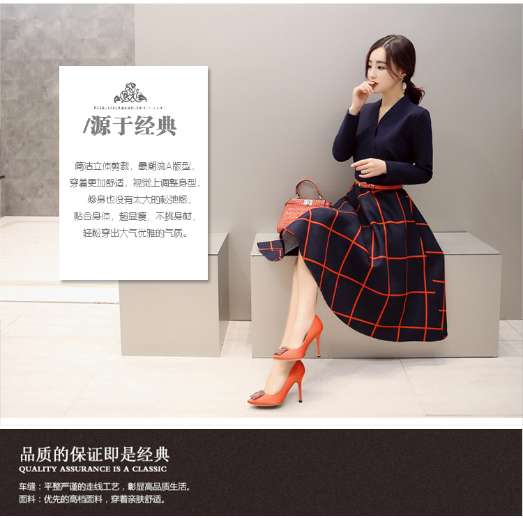 婼黛芬2016新款女装显瘦连衣裙秋冬长袖0326 大红色 L