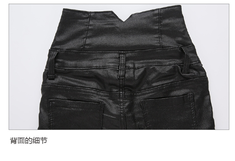 红衣主角女2015秋冬长裤铅笔裤外穿黑色女裤显瘦加绒高腰皮裤 黑色 M
