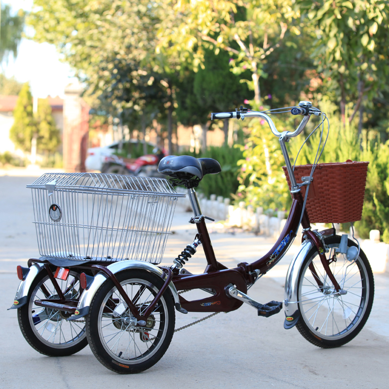 玉龙牌老年人力三轮车老人休闲脚踏运动健身摇摆三轮车yl655酒红色