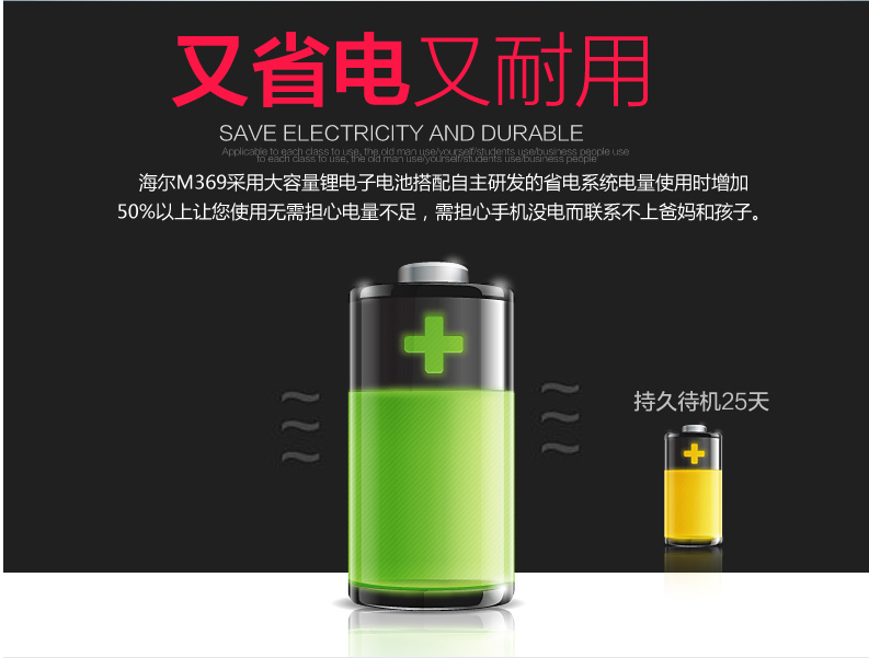 海尔(Haier)M369老人机 老年手机 移动联通2G老人手机直板 红色  老年版