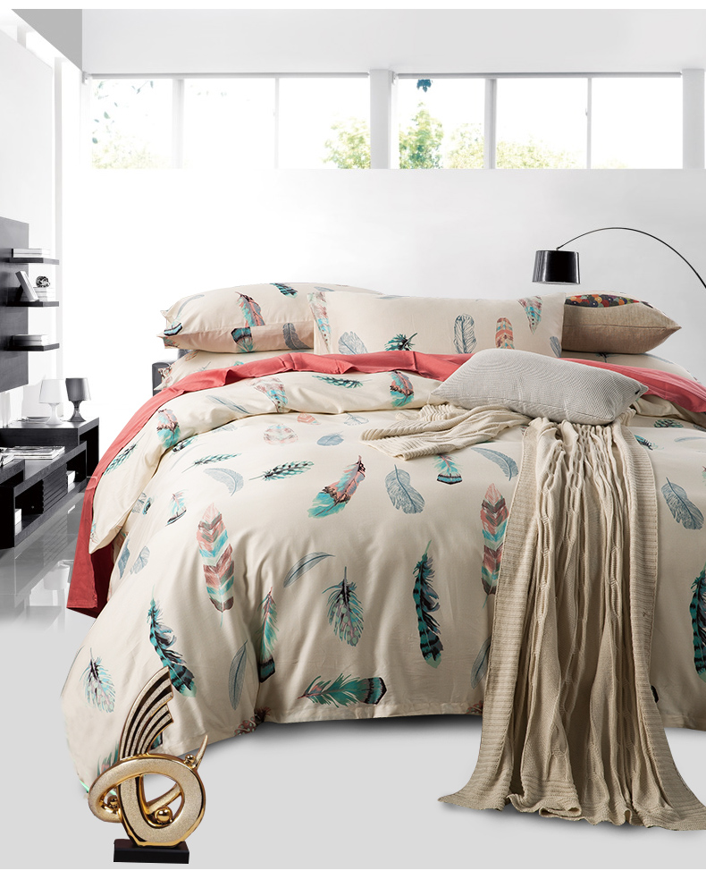 美国花雨伞arnold palmer家纺 床上用品柔丝缎全棉贡缎婚庆四件套 浅