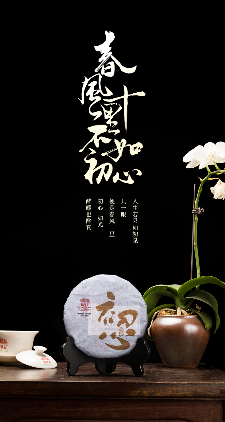 云南勐海古树老树茶生茶熟茶饼茶叶黑茶 初心-熟普(2017年)