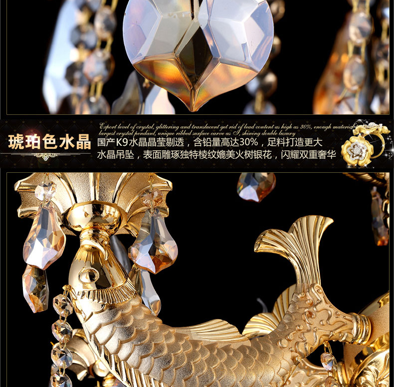 格灯堡欧式锌合金水晶吊灯 客厅灯卧室餐厅灯蜡烛灯水晶灯书房灯9076 8头特价 直径80CM