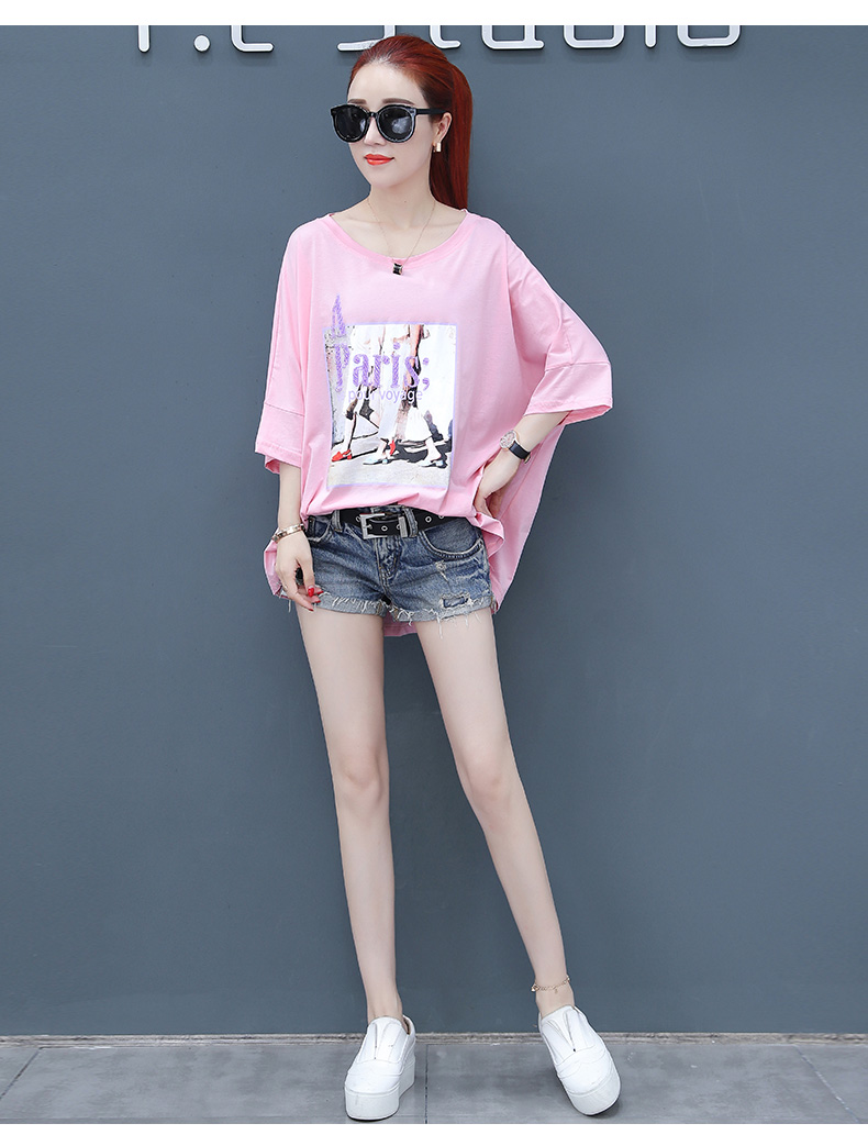 纯棉t恤女短袖夏装衣服女装大码宽背半袖体恤ins潮流上衣红色s