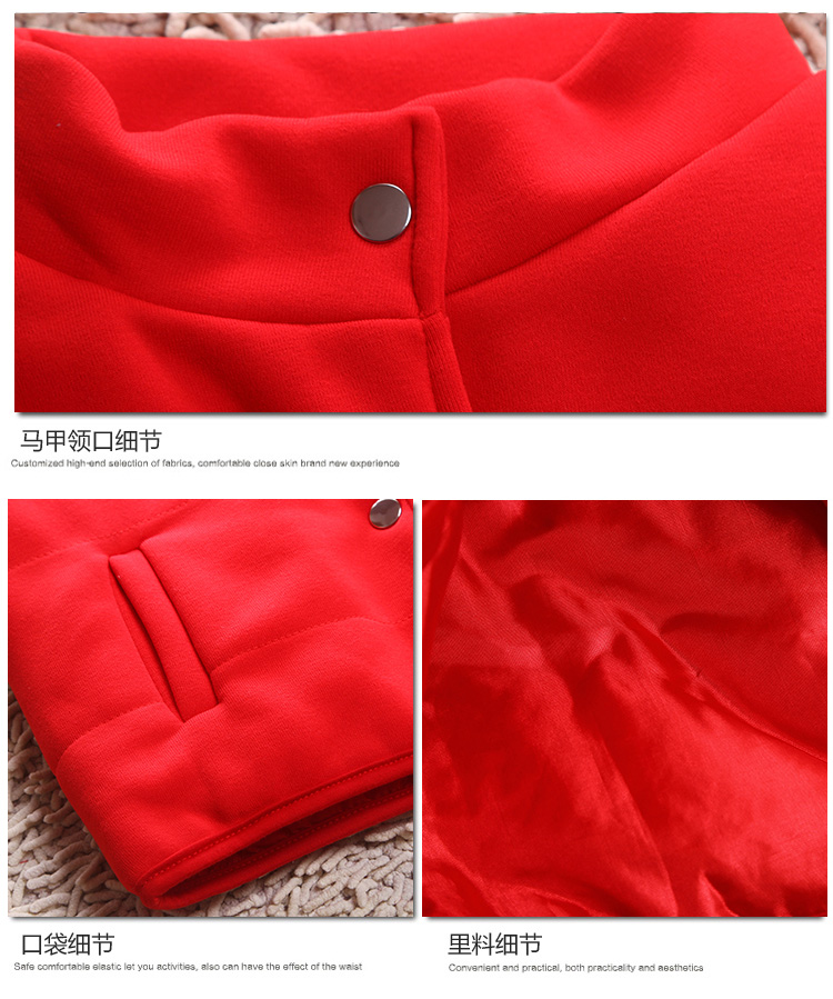 斯姿 2015新款秋冬季韩版卫衣运动服棒球女三件套时尚休闲套装 优雅红 L