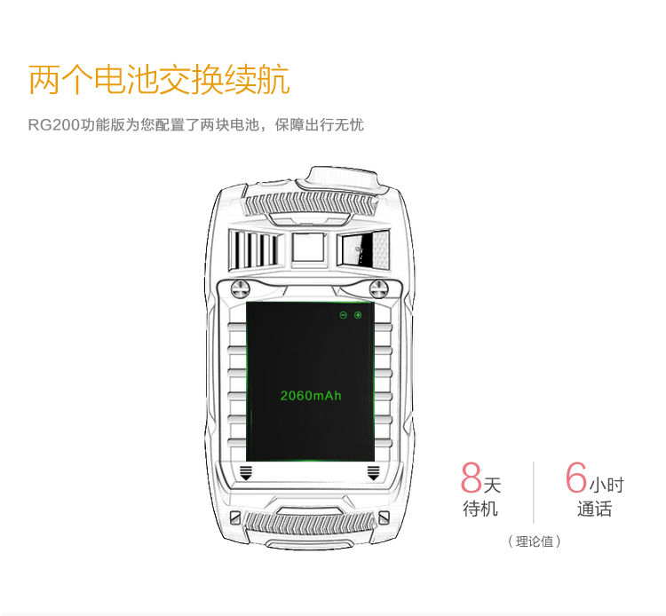 朗界(RugGear)RG200 三防手机 双卡双待 移动2G/联通3G  户外手机 激情黄