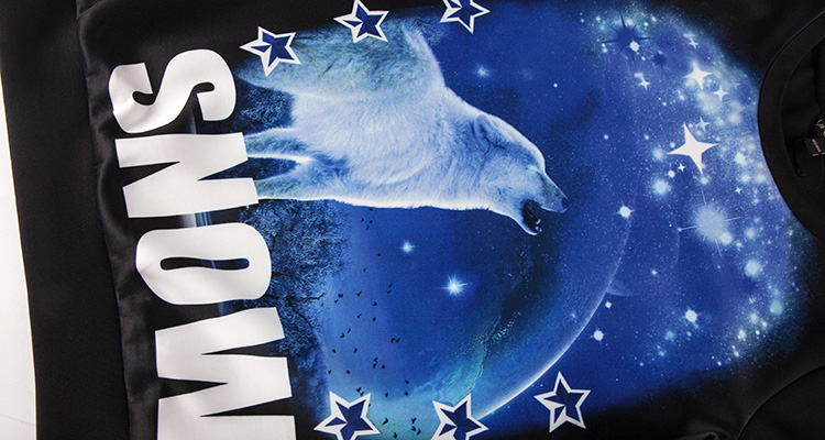 星空北极狼印花休闲圆领长袖t恤内搭 女 黑色 s【图片 价格 品牌 报价