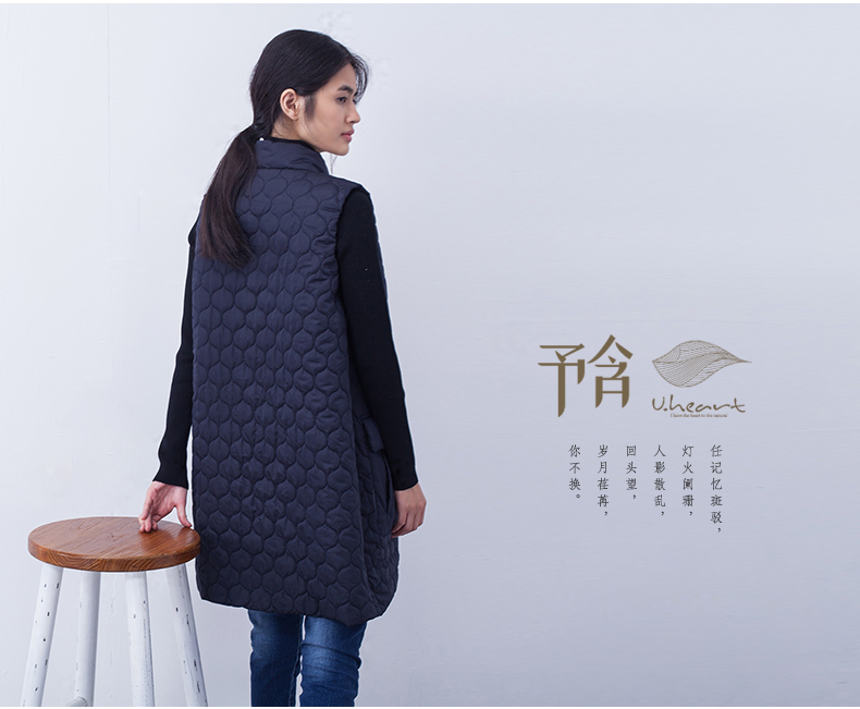 
                                        予含中长款加厚棉马甲2017春原创棉麻立领坎肩内搭女大码百搭 藏蓝色(已售罄) M                