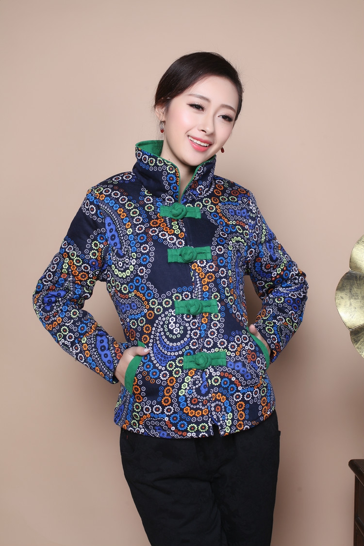 中老年女装妈妈民族风绣花短款棉衣立领棉服外套刺绣加厚棉袄fz501 黑