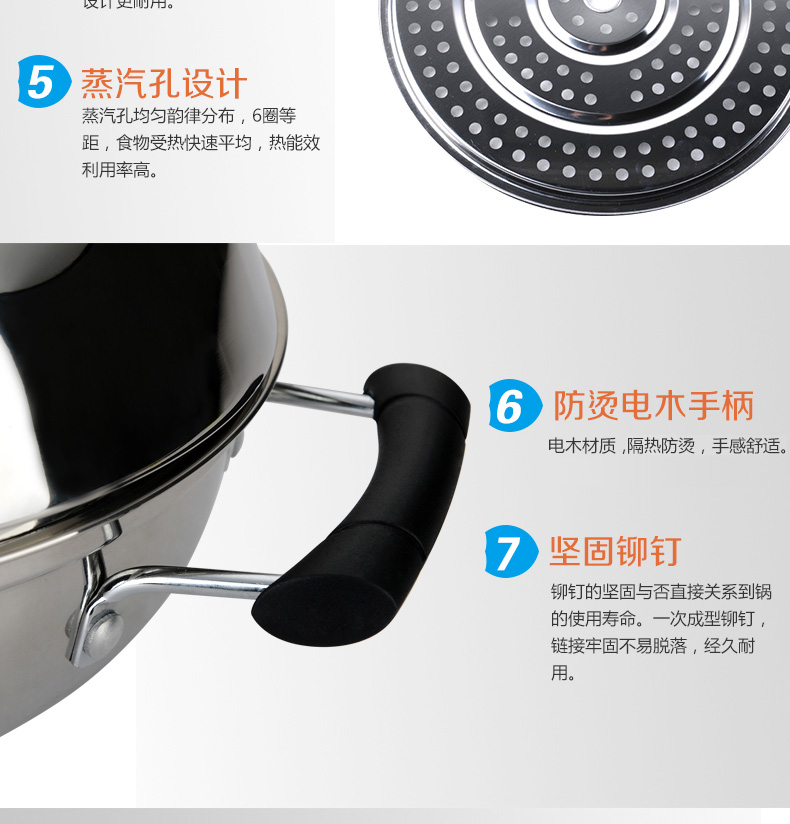 
                                        爱仕达（ASD）蒸锅 不锈钢复底蒸锅火锅  电磁炉通用QJ1728E 28cm                