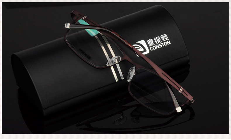 康视顿超轻纯钛眼镜架 近视全框镜框 男款 大脸眼镜金属黑框 配眼镜v8