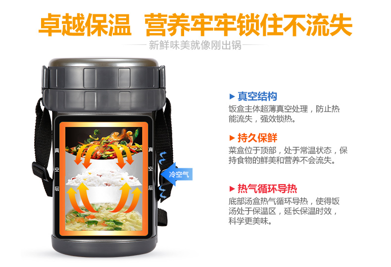 象印ZOJIRUSHI 不锈钢真空保温饭盒/便当盒2.0L SL-XD20-BA 配棕色包