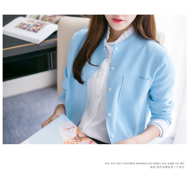 短外套女2015秋装新款韩版显瘦长袖休闲上衣棒球服小外套卫衣女 绿色 170/92A