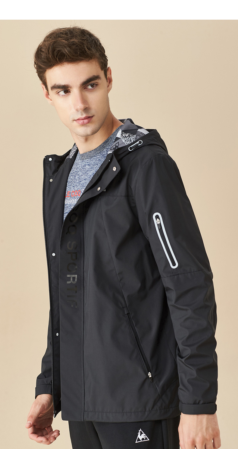 乐卡克法国公鸡带帽印花防风外套男cb-5702173 黑色 l