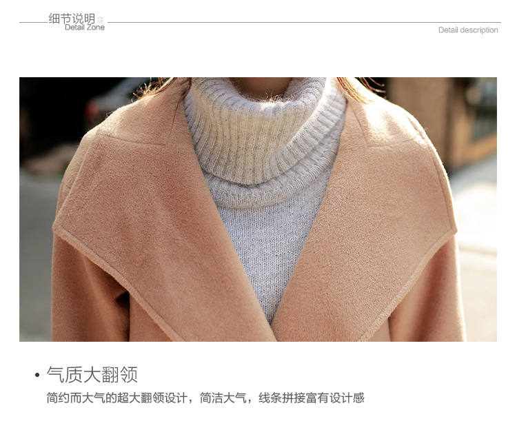 莎木之城 2015秋冬新款韩版宽松显瘦A版斗篷毛呢外套女中长款毛呢大衣大码女装 S8188 驼色 M