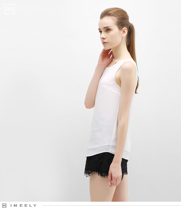 2016夏装新款双层雪纺打底 时尚 清新 圆领吊带背心 女士 黑色 xxl