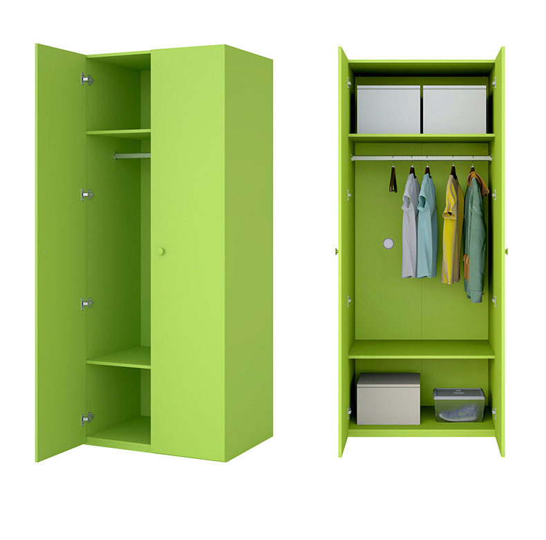 布拉德现代两门衣柜储物柜衣橱儿童衣柜储物柜平拉门全色彩衣柜 绿色