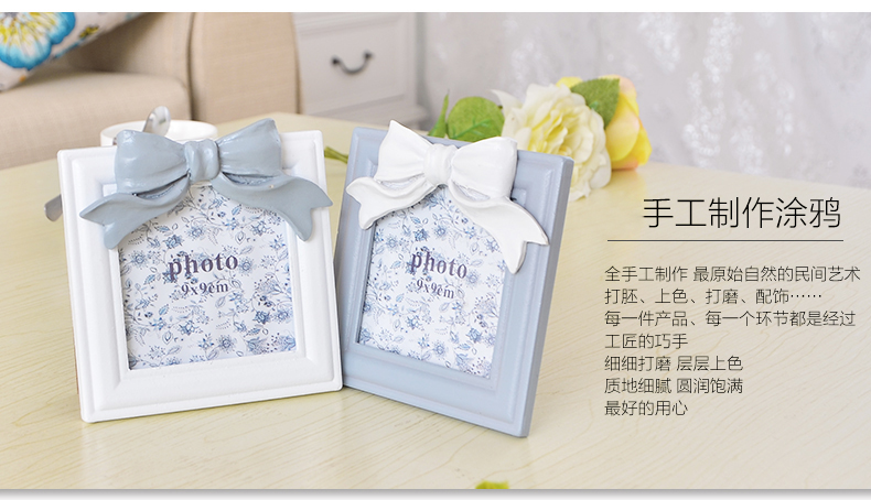 梦雅莉 韩式树脂创意婚纱照相框相片架摆台7寸56寸8寸10寸A412寸16寸20寸 3.5寸心形灰色 灰姑娘韩式蝴蝶结相框