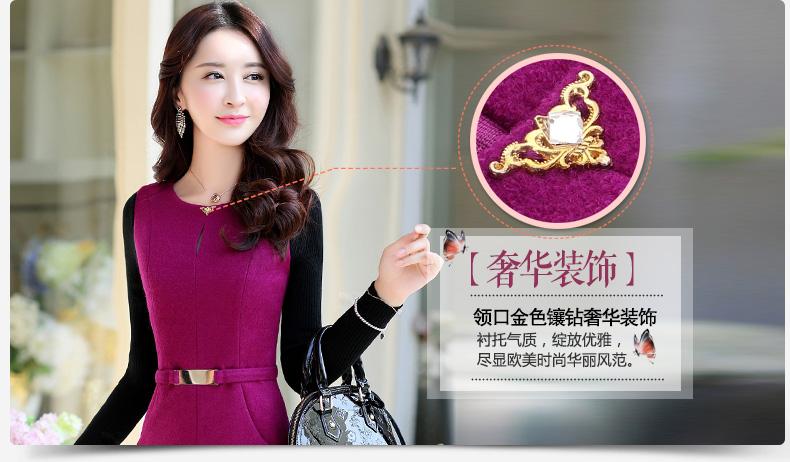 
                                        昕倩 连衣裙长袖 2017春季新款大码女装时尚修身圆领蕾丝A字打底连衣裙W9896 粉红色 M                