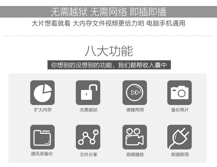 MiLi 米力 iData 苹果手机U盘 16G 苹果认证 iPhone5/5S/6/6 plus/安卓手机/安卓平板通用 银色