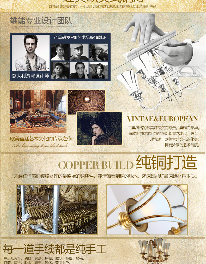 
                                        雄能 欧式吊灯楼梯灯别墅工程灯具 全铜三层酒店会所大厅灯饰美式装饰大堂吊灯 16头A款现货 不含灯泡                