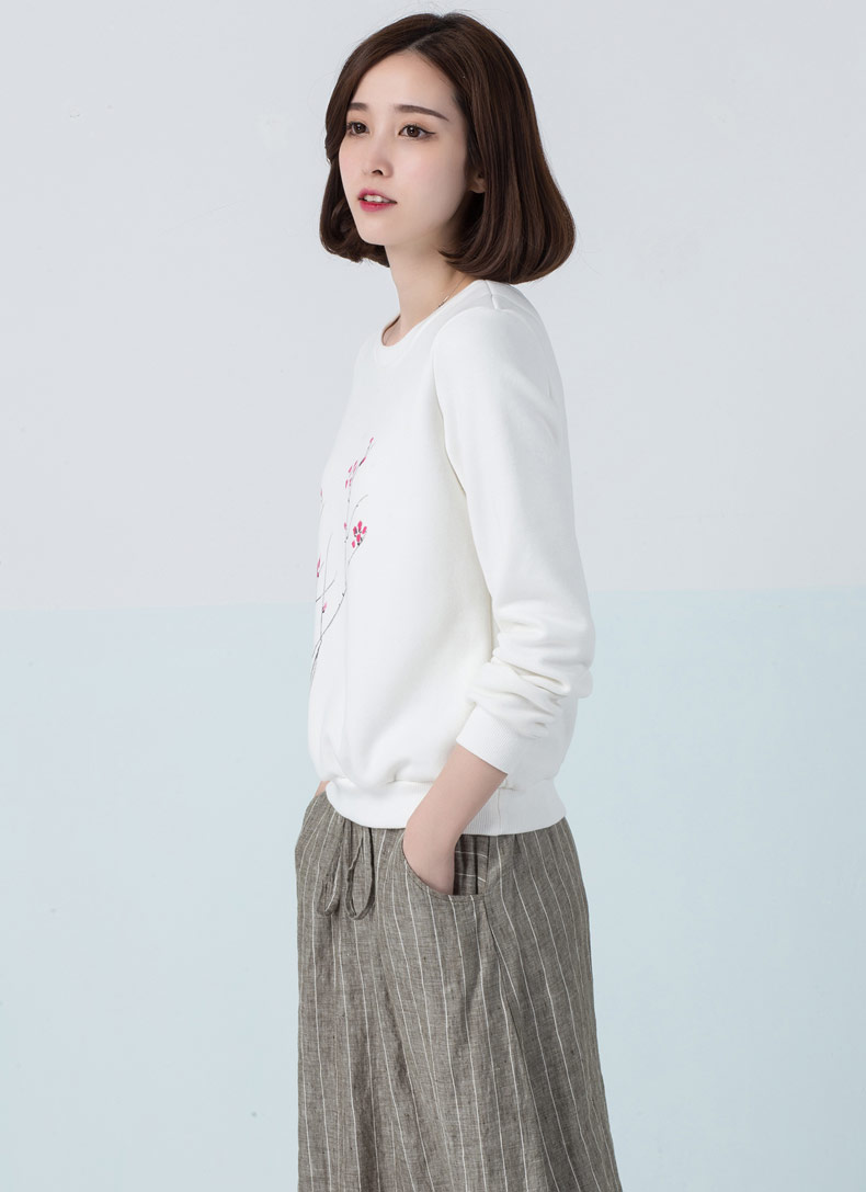 
                                        俏艺 新款秋冬卫衣女装秋上衣女套头卫衣韩版手绘白色加厚加绒秋冬卫衣长袖女上衣 3448 白色 M                