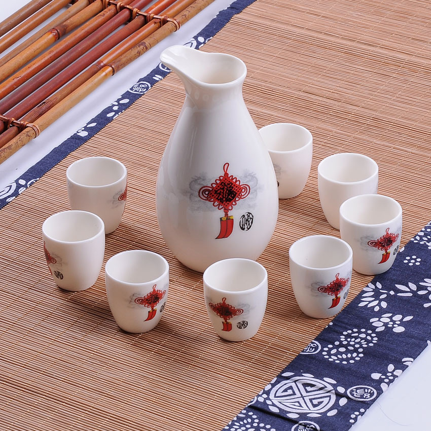 宝霆 创意陶瓷白酒 酒具套装酒壶小酒盅分酒器白酒小杯烈酒杯 日式