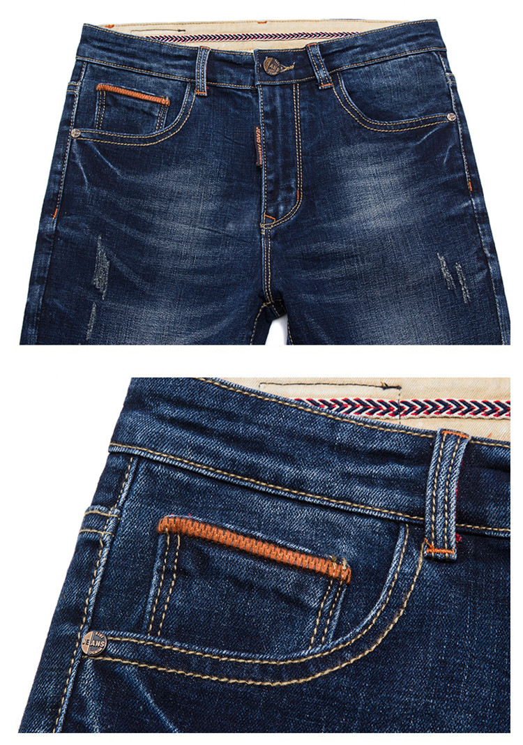 丹杰仕2016夏季男士牛仔五分裤 弹力水洗修身牛仔裤短裤 牛仔兰 30