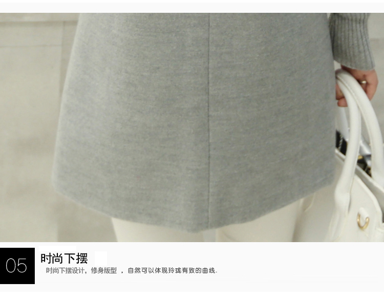 瓦帝戈顿毛呢大衣女装秋冬新款韩版女中长款西装领风衣外套2002 灰色 L