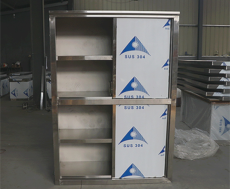 中伟不锈钢304食品橱保洁柜四门立柜推拉门碗柜储物柜商用厨房储藏柜