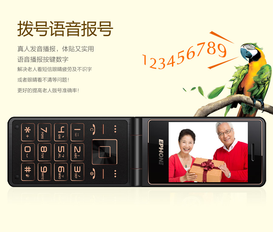 
                                        易丰（Ephone）E88 电信CDMA 2G 翻盖老人手机 黑色                