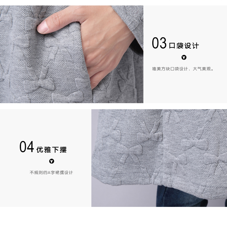 雅玳2015新款文艺范开衫盘扣宽松风衣外套6570 灰色 XL