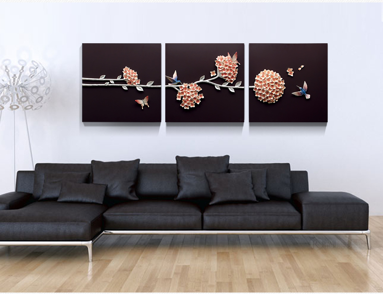 
                                                            福雕家饰工艺画3d立体浮雕画沙发背景墙壁画简约现代客厅装饰画卧室玄关走廊过道三联挂画花团锦簇 花团锦簇  竖版 60cm*60cm*3联                