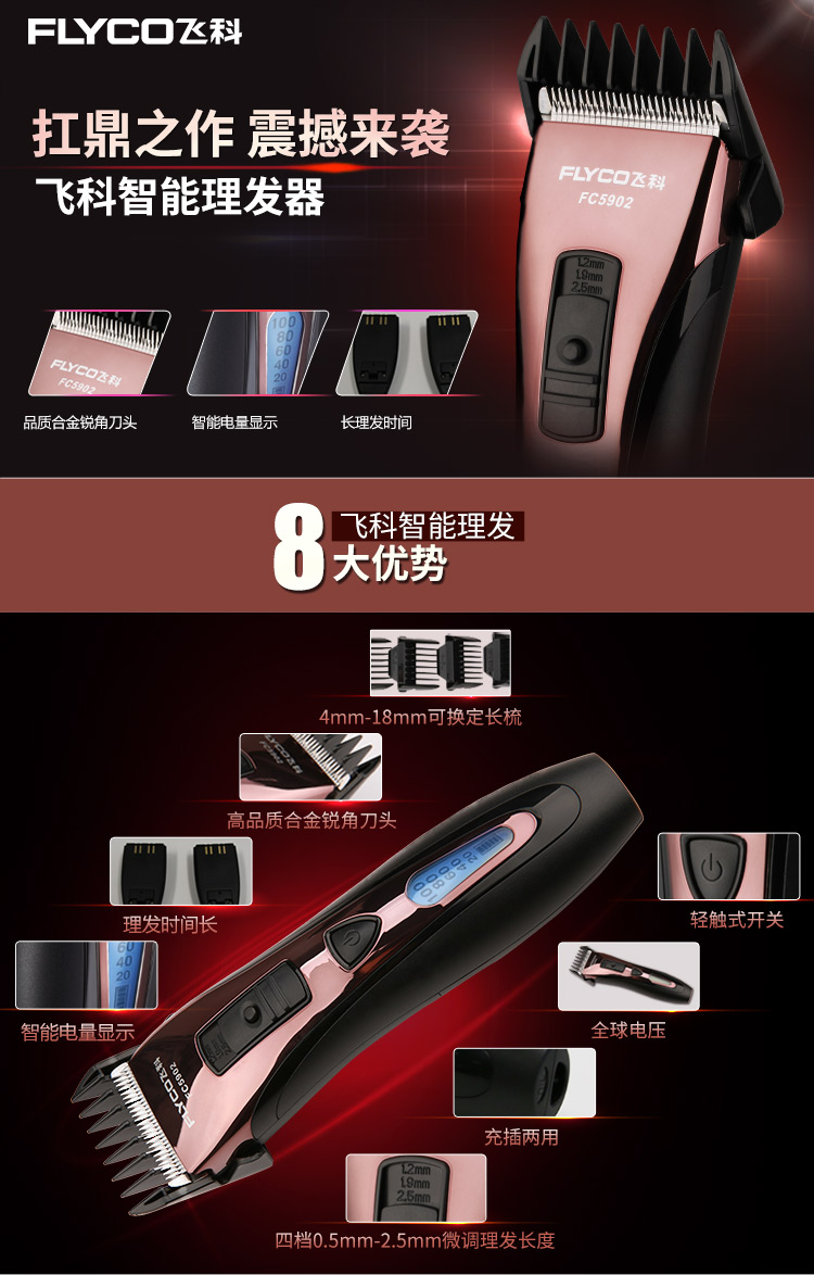 
                                        
                                                            飞科(FLYCO)专业电动理发器成人儿童电推剪 剃头电推子 FC5902                