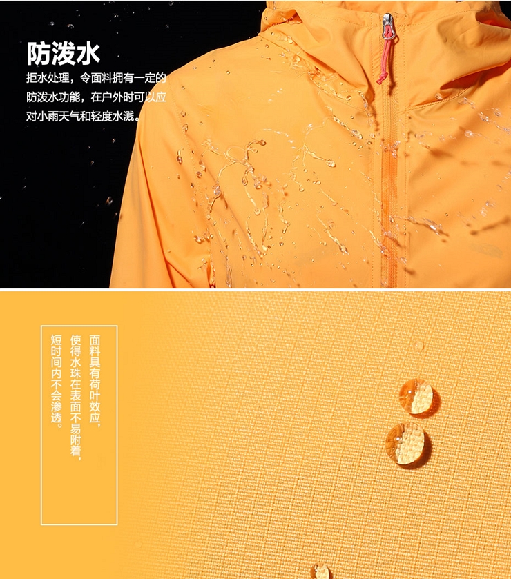 佐丹奴薄外套 女装荧光色拉链连帽衫女 户外运动女防风衣05375006 42金章黄色 加大码(170/96A)