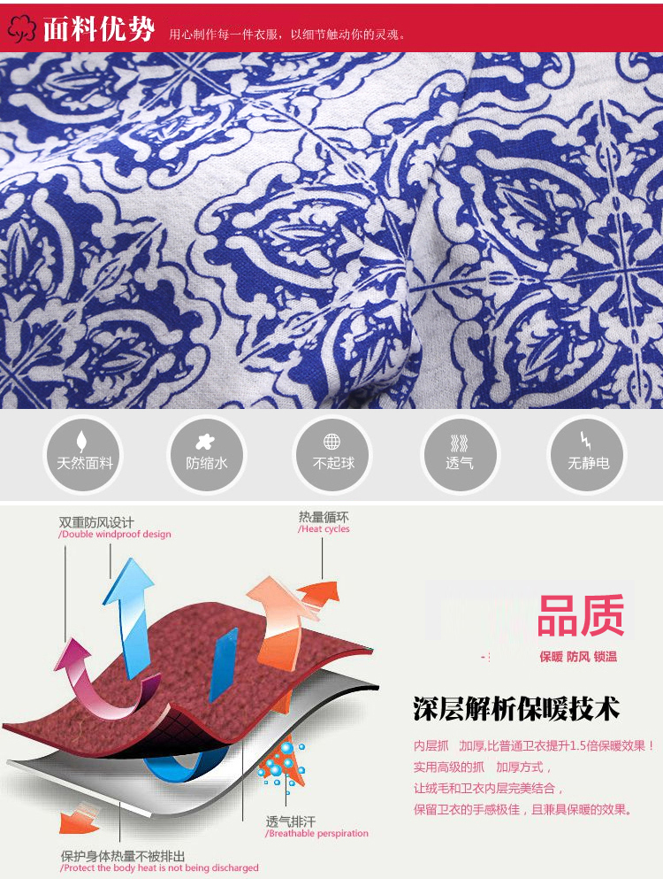 异样（ESPETION）2015秋冬新款卫衣套装女 时尚卫衣连帽三件套显瘦套装386 蓝色1 L