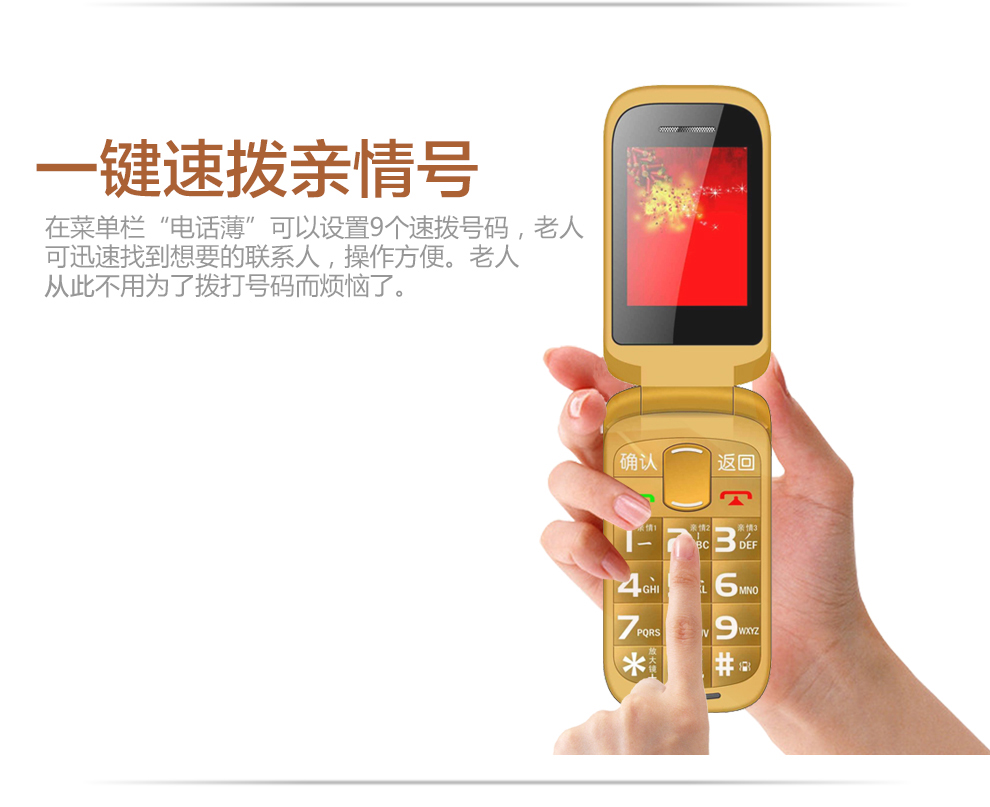 大显(DaXian) JL333  移动/联通2G 翻盖老人手机 双卡双待 黑色