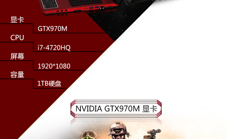 神舟（HASEE）战神Z7-i78172D2 15.6英寸游戏笔记本电脑(i7-4720HQ 8G 1TB GTX970M 3G显存 背光 1080P)