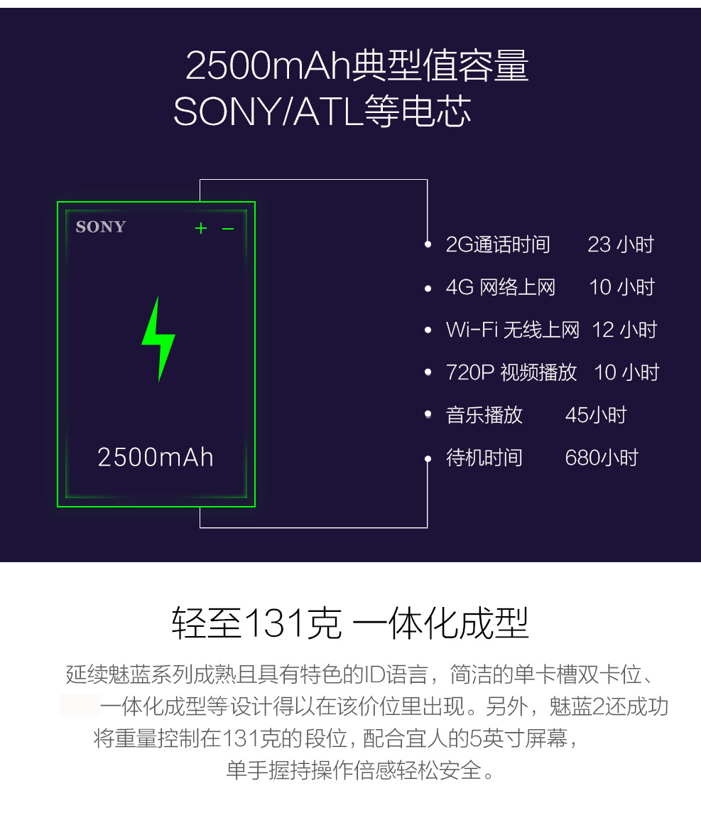 魅族 魅蓝2 双卡双待  手机 白色 移动4G(更新固件支持双4G)