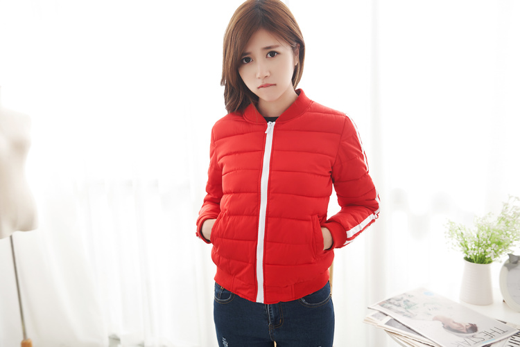 卓姿琪(zhuoziqi)秋冬学生棒球服轻薄短款羽绒棉服外套女 蓝色  XL