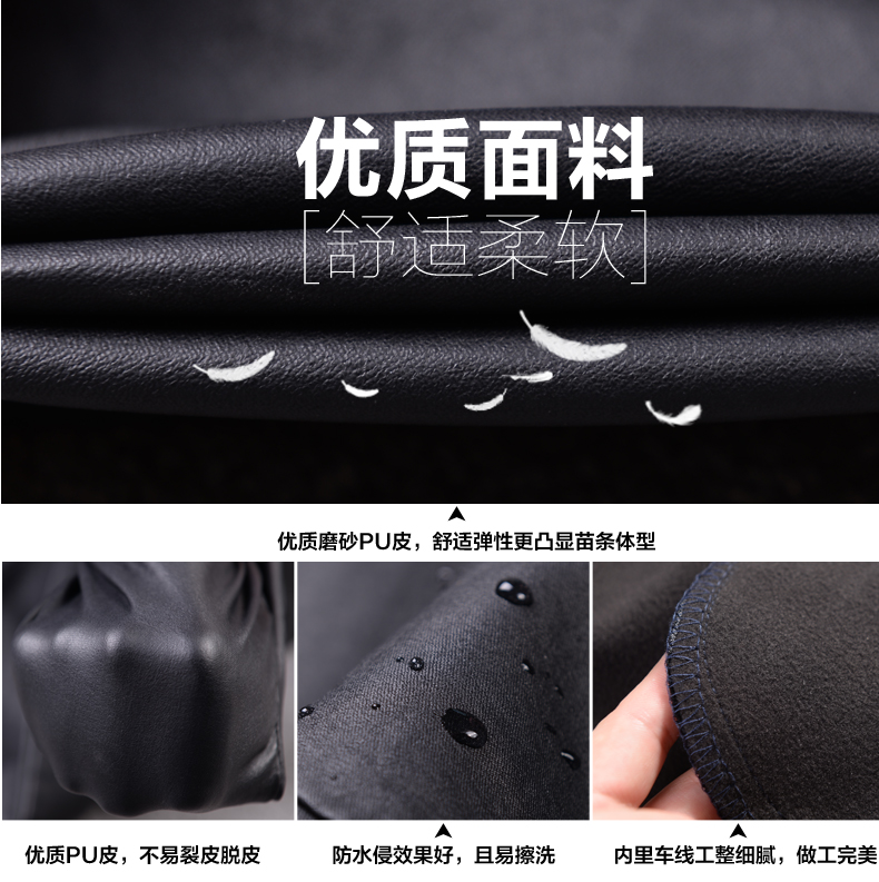柔代 2015秋冬新款韩版大码修身高腰小脚加绒加厚显瘦弹力PU皮打底裤女 p18 黑色(加绒) L(105-120斤)