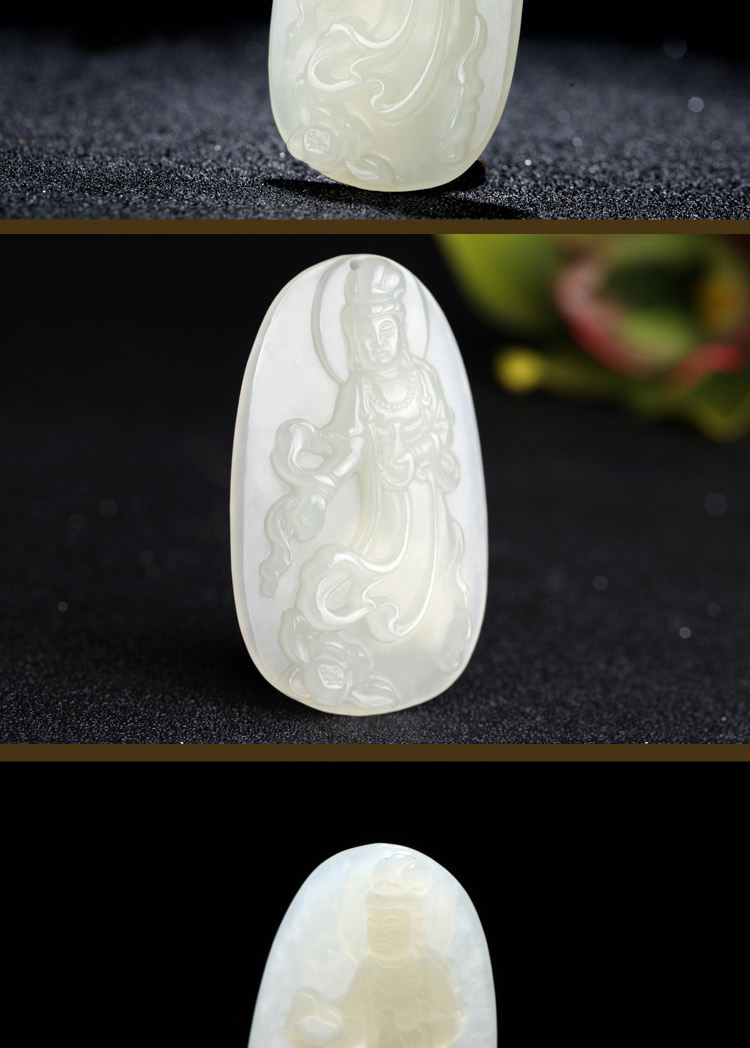 珪宝gy65566806 和田玉飞天玉观音吊坠 附证书